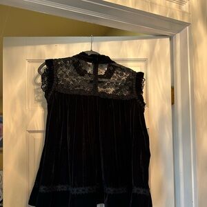 POL Black Velvet Lace Top